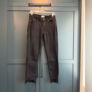 PAIGE Women's Dark Gray Frayed Hem Jeans